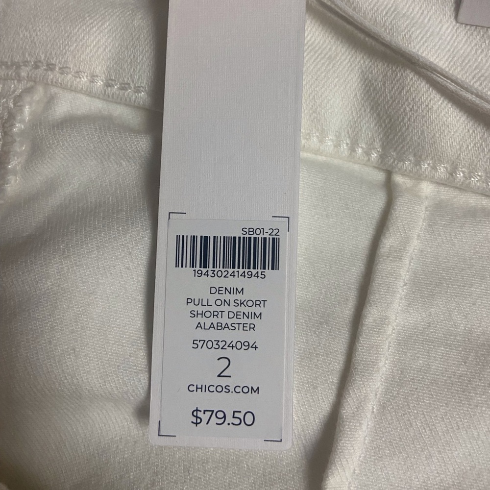NWT Chico’s Sz 12 White Denim Women’s Skorts - Picture 9 of 10
